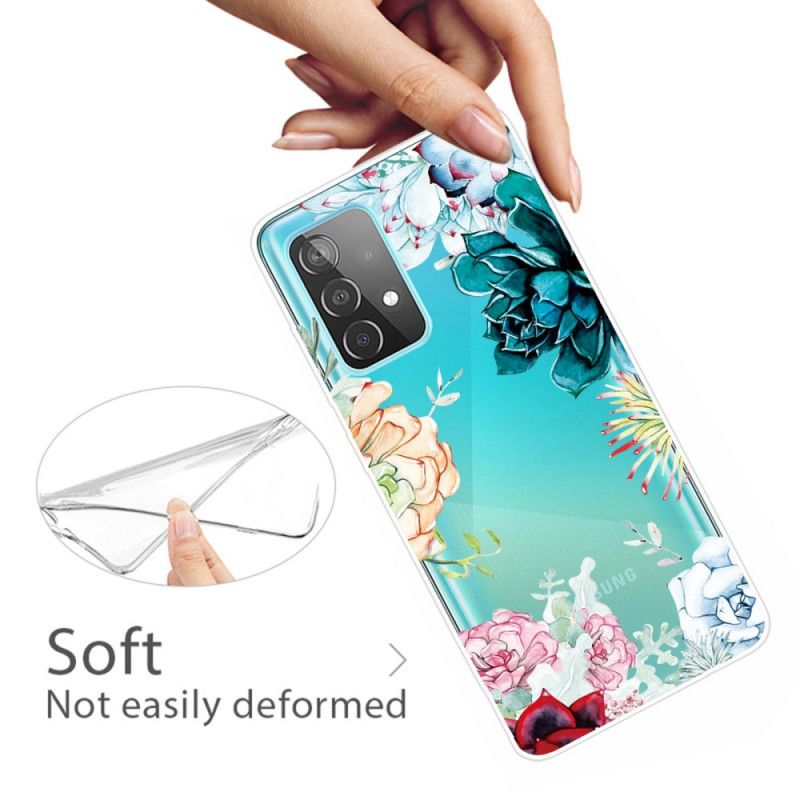 Cover Hoesje Samsung Galaxy A72 4G / A72 5G Telefoonhoesje Transparante Aquarelbloemen