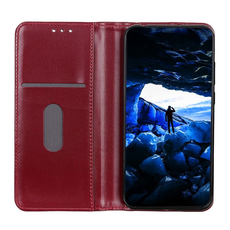 Folio-hoesje Samsung Galaxy A72 4G / A72 5G Rood Zwart Glanzend Splitleer