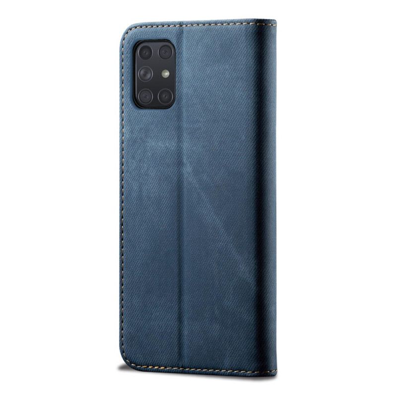 Folio-hoesje voor Samsung Galaxy A72 4G / A72 5G Donkerblauw Zwart Jeansstof