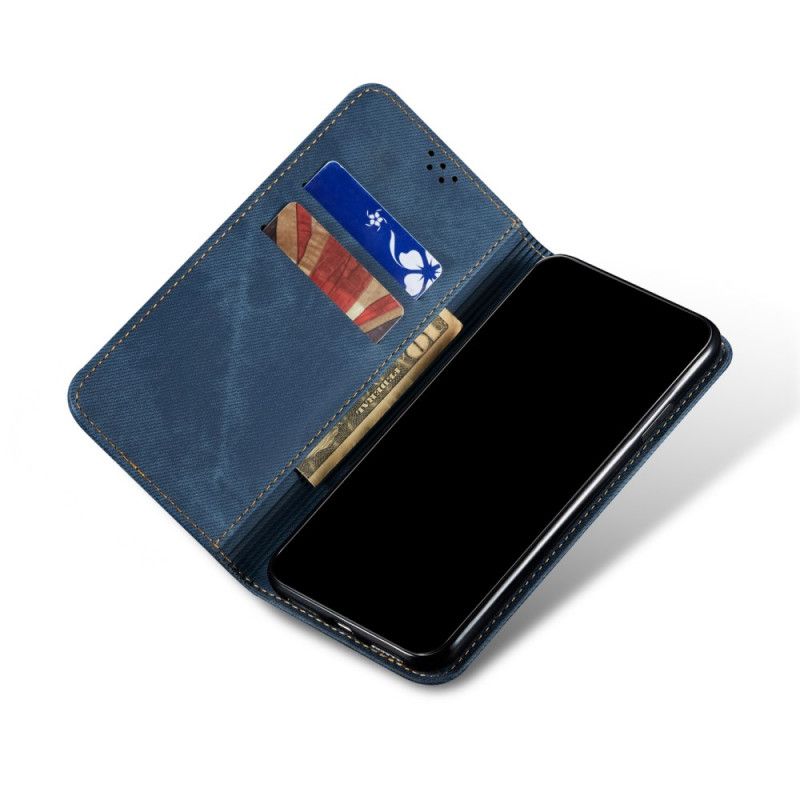 Folio-hoesje voor Samsung Galaxy A72 4G / A72 5G Donkerblauw Zwart Jeansstof