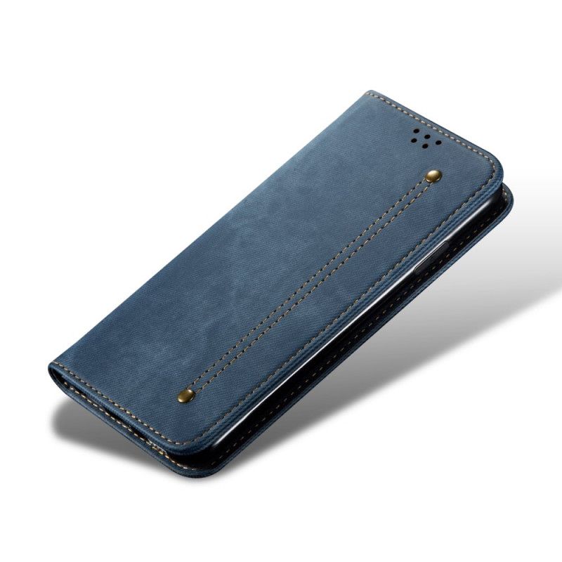 Folio-hoesje voor Samsung Galaxy A72 4G / A72 5G Donkerblauw Zwart Jeansstof