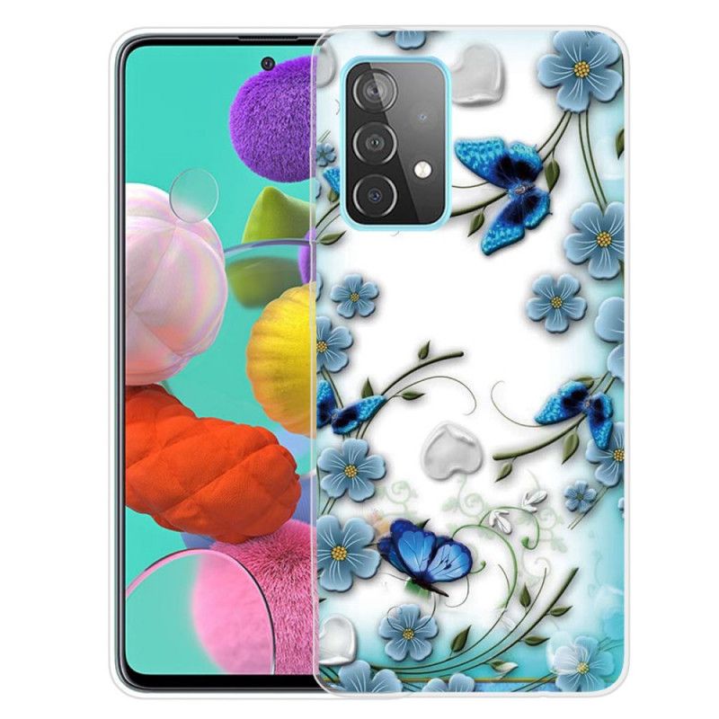 Hoesje Samsung Galaxy A72 4G / A72 5G Retro Vlinders En Bloemen