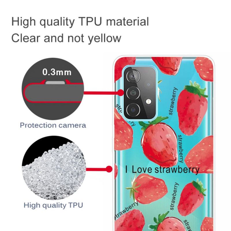 Hoesje voor Samsung Galaxy A72 4G / A72 5G Aardbeien / Ik Hou Van Aardbei