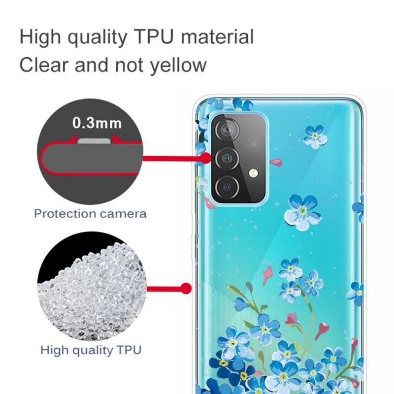 Hoesje voor Samsung Galaxy A72 4G / A72 5G Blauwe Bloemen