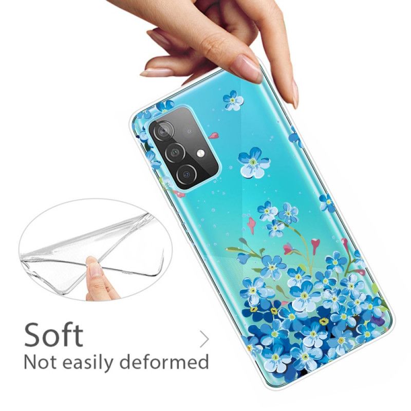 Hoesje voor Samsung Galaxy A72 4G / A72 5G Blauwe Bloemen