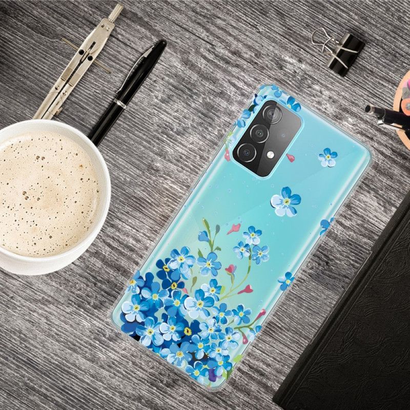 Hoesje voor Samsung Galaxy A72 4G / A72 5G Blauwe Bloemen