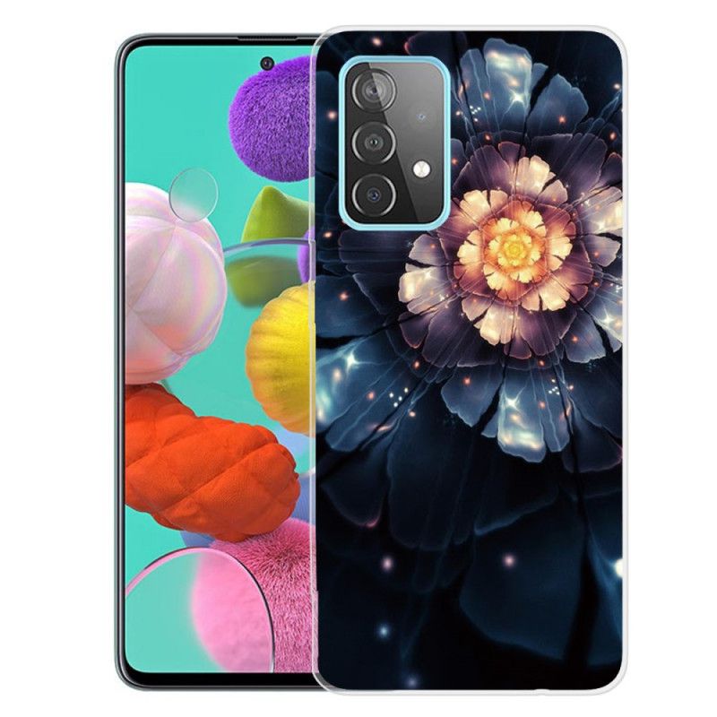 Hoesje voor Samsung Galaxy A72 4G / A72 5G Bruin Oranje Flexibele Bloemen