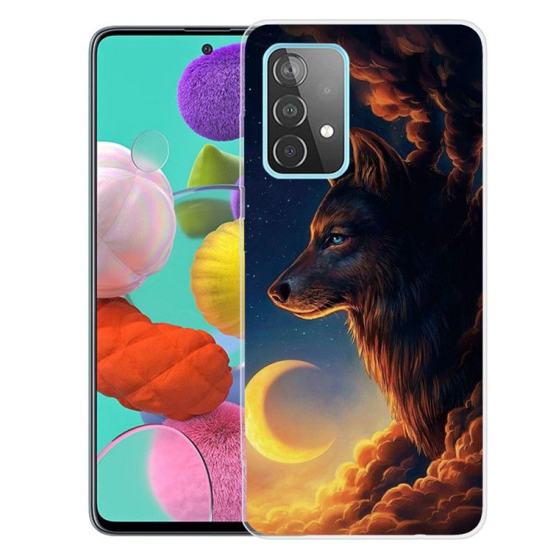 Hoesje voor Samsung Galaxy A72 4G / A72 5G Donkerblauw Zwart Flexibele Wolf