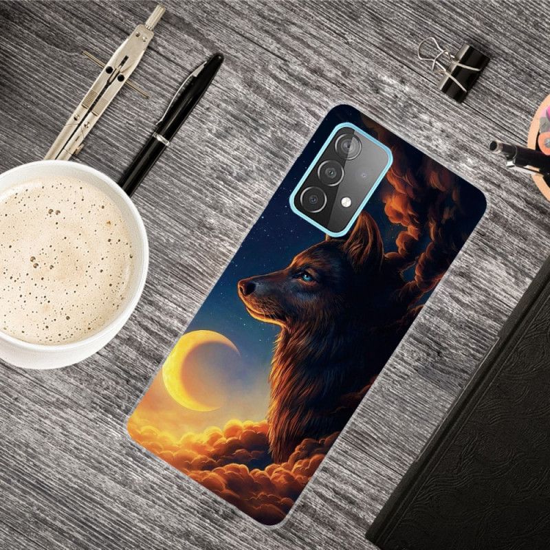 Hoesje voor Samsung Galaxy A72 4G / A72 5G Donkerblauw Zwart Flexibele Wolf