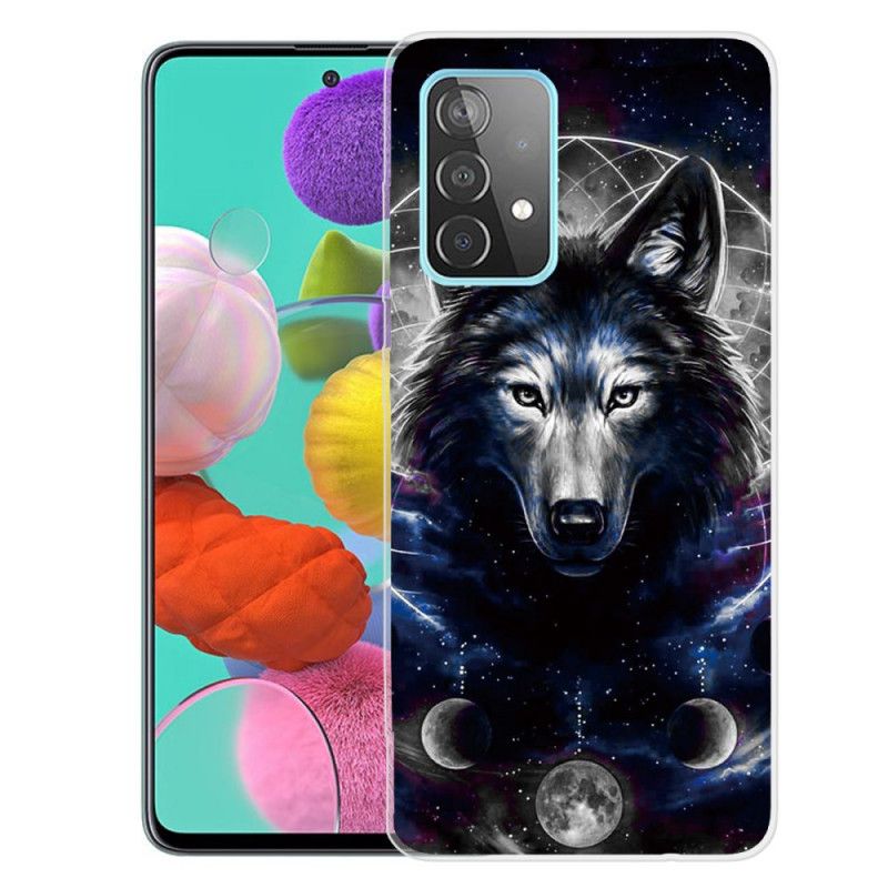 Hoesje voor Samsung Galaxy A72 4G / A72 5G Donkerblauw Zwart Flexibele Wolf