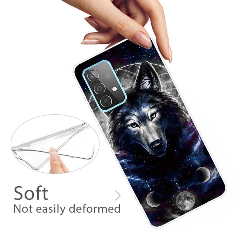 Hoesje voor Samsung Galaxy A72 4G / A72 5G Donkerblauw Zwart Flexibele Wolf