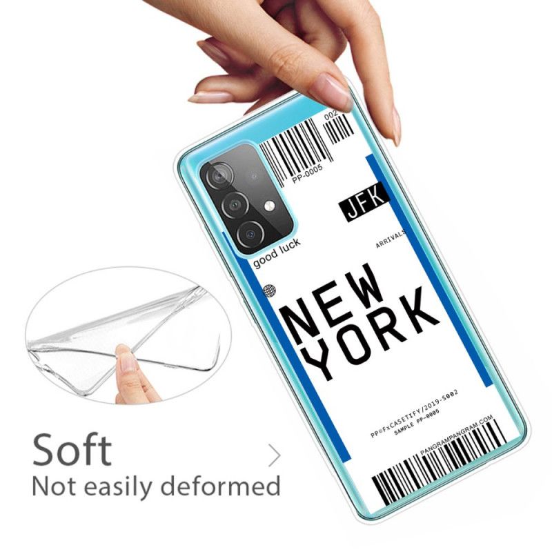 Hoesje voor Samsung Galaxy A72 4G / A72 5G Donkerblauw Zwart Instapkaart Naar New York