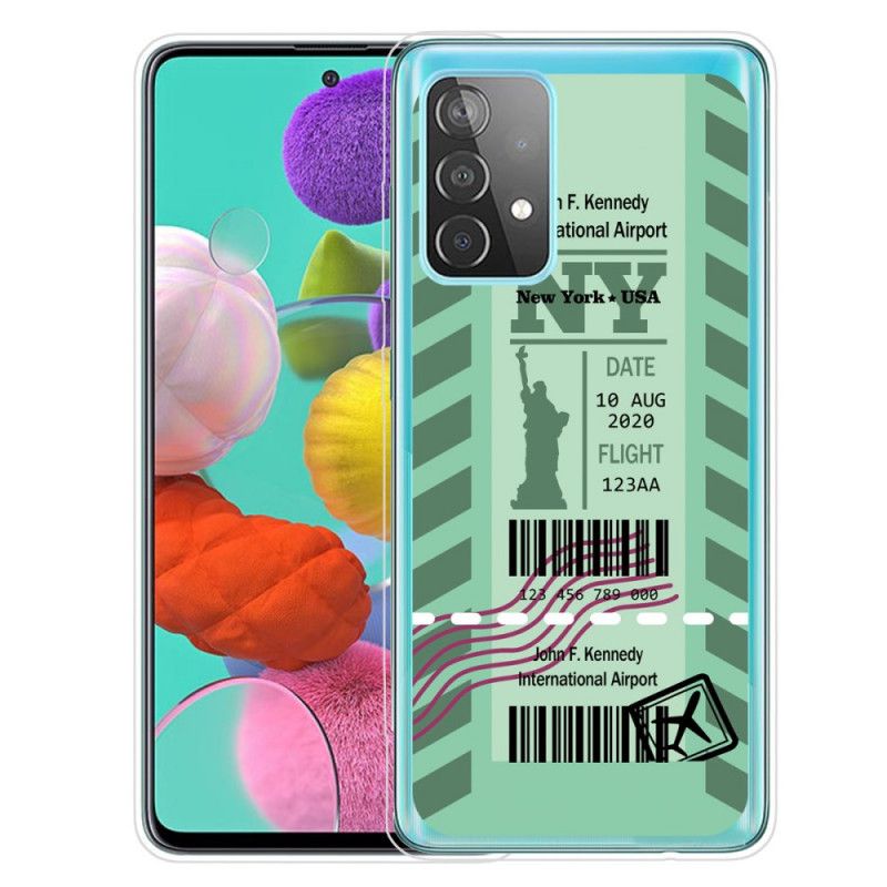 Hoesje voor Samsung Galaxy A72 4G / A72 5G Donkerblauw Zwart Instapkaart Naar New York