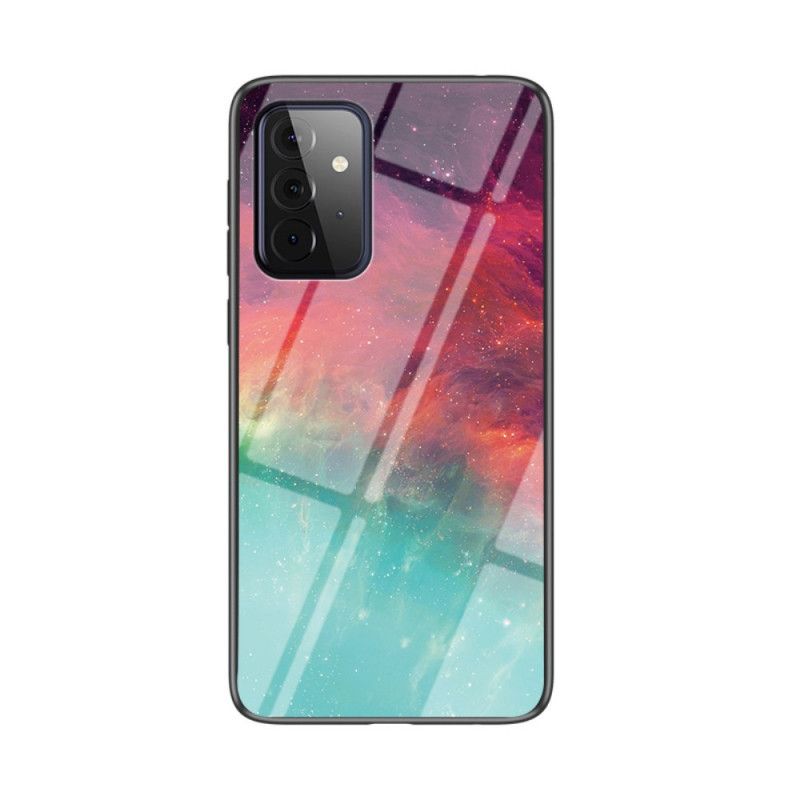 Hoesje voor Samsung Galaxy A72 4G / A72 5G Grijs Zwart Schoonheid Gehard Glas