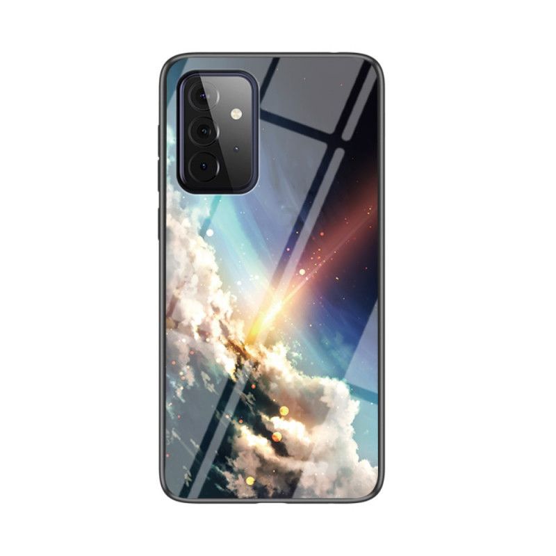 Hoesje voor Samsung Galaxy A72 4G / A72 5G Grijs Zwart Schoonheid Gehard Glas