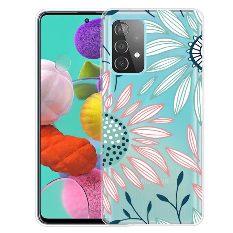 Hoesje voor Samsung Galaxy A72 4G / A72 5G Groen Roze Premium Bloemen