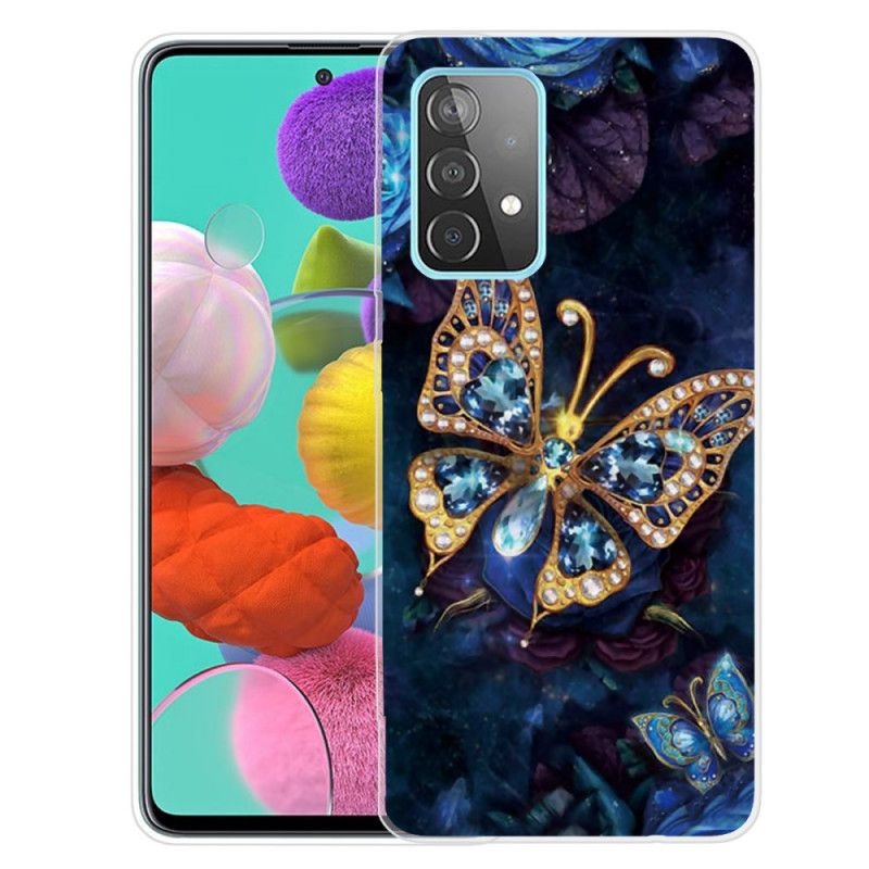 Hoesje voor Samsung Galaxy A72 4G / A72 5G Marineblauw Donkerblauw Luxe Vlinder