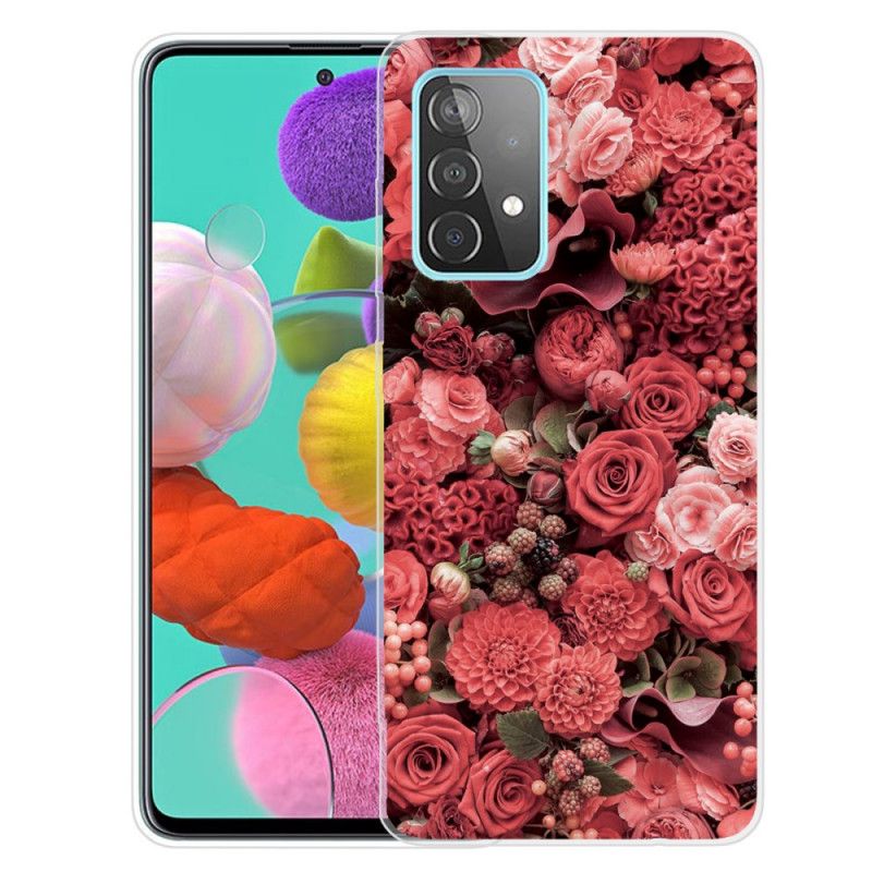 Hoesje voor Samsung Galaxy A72 4G / A72 5G Roze Rood Intense Bloemen