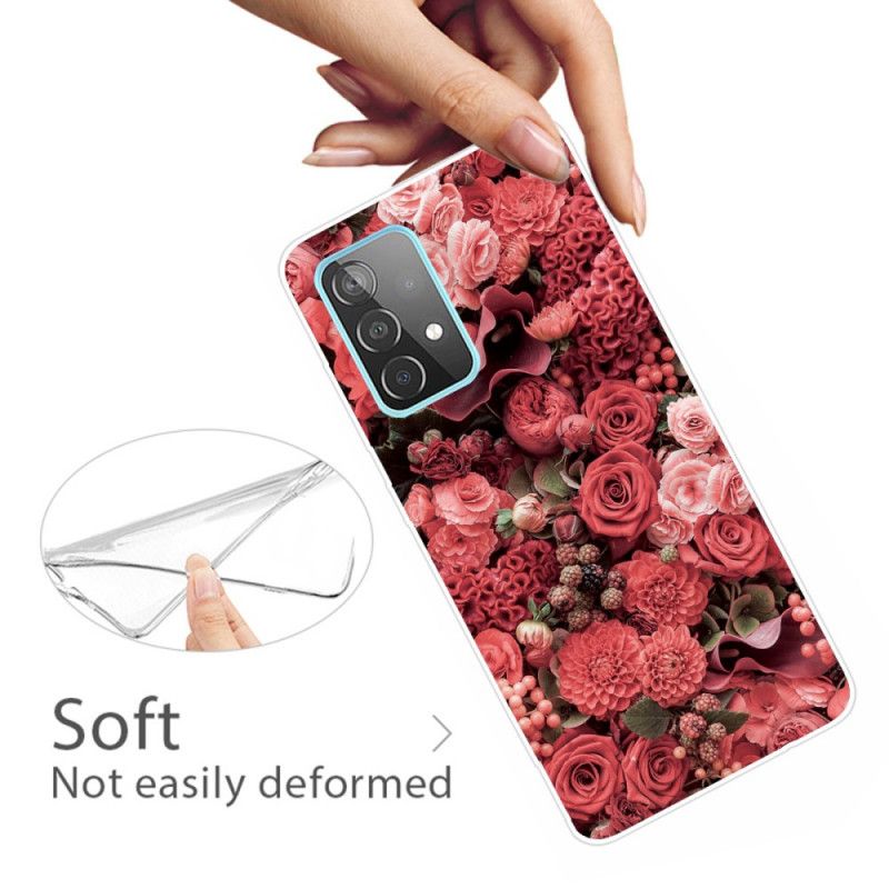 Hoesje voor Samsung Galaxy A72 4G / A72 5G Roze Rood Intense Bloemen