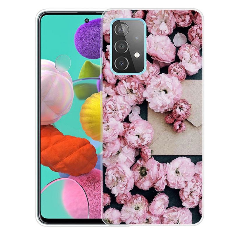 Hoesje voor Samsung Galaxy A72 4G / A72 5G Roze Rood Intense Bloemen