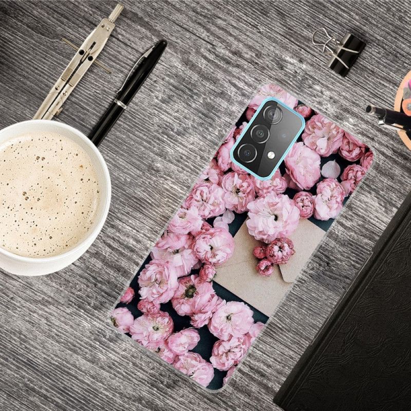 Hoesje voor Samsung Galaxy A72 4G / A72 5G Roze Rood Intense Bloemen