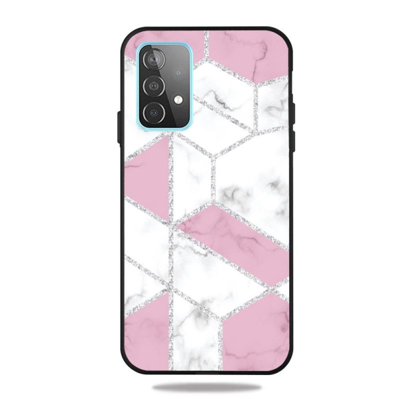 Hoesje voor Samsung Galaxy A72 4G / A72 5G Roze Wit Marmeren Glitter