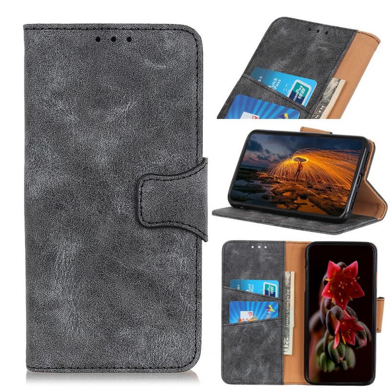 Leren Hoesje Samsung Galaxy A72 4G / A72 5G Bruin Zwart Vintage Splitleer