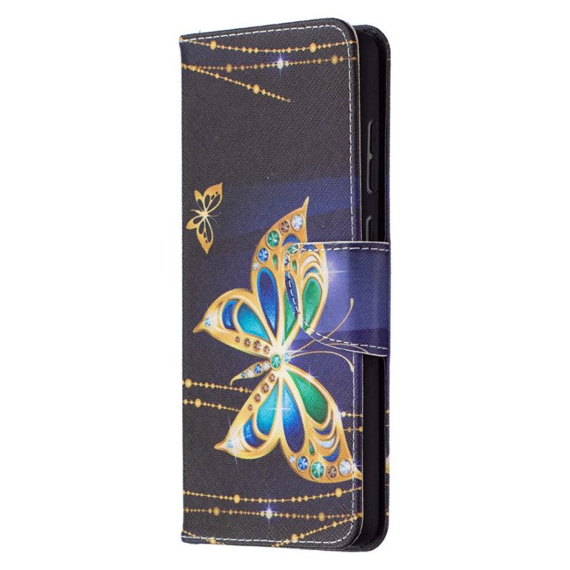 Leren Hoesje Samsung Galaxy A72 4G / A72 5G Gouden Vlinders