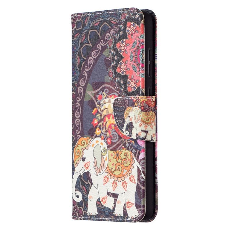 Leren Hoesje voor Samsung Galaxy A72 4G / A72 5G Etnische Olifantenmandala