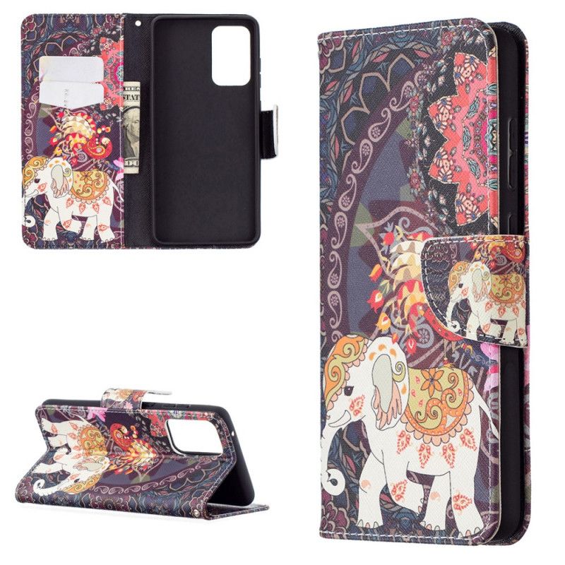 Leren Hoesje voor Samsung Galaxy A72 4G / A72 5G Etnische Olifantenmandala