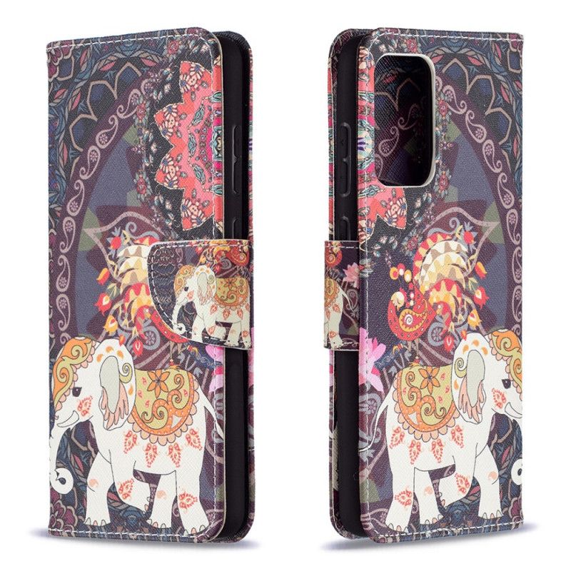 Leren Hoesje voor Samsung Galaxy A72 4G / A72 5G Etnische Olifantenmandala