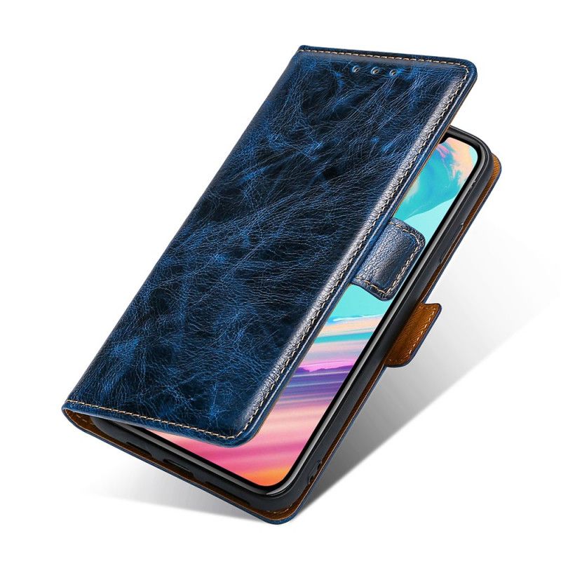 Leren Hoesje voor Samsung Galaxy A72 4G / A72 5G Paars Donkerblauw Gewaxt Kunstleer