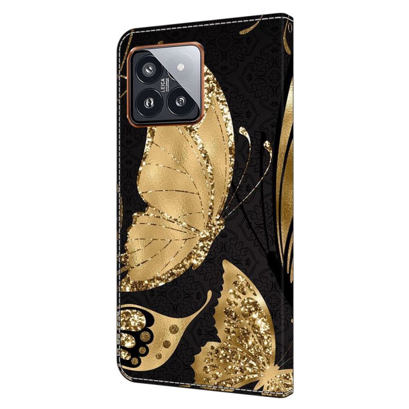 Folio-hoesje Xiaomi 14 Pro Gouden Vlinder