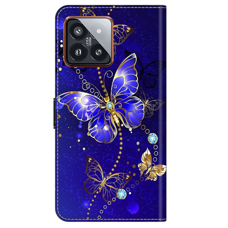 Folio-hoesje Xiaomi 14 Pro Telefoonhoesje Diamantvlinders