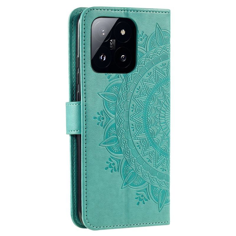 Folio-hoesje Xiaomi 14 Pro Telefoonhoesje Mandala Zon Met Riem