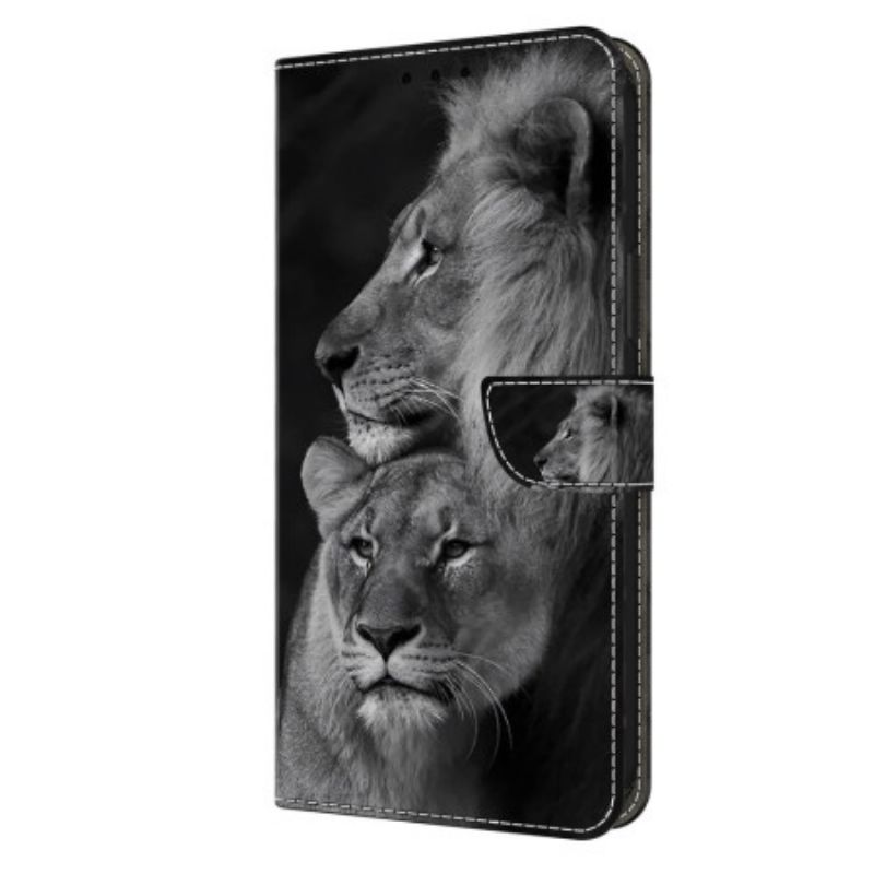 Folio-hoesje Xiaomi 14 Pro Telefoonhoesje Paar Leeuwen