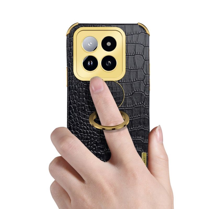 Hoesje Xiaomi 14 Pro Krokodileffect Met Steunring