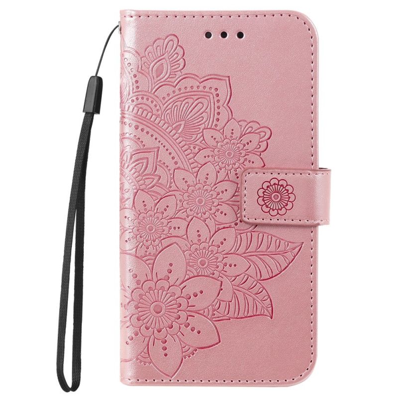 Leren Hoesje Voor Xiaomi 14 Pro Bloemmotief Met Riempje