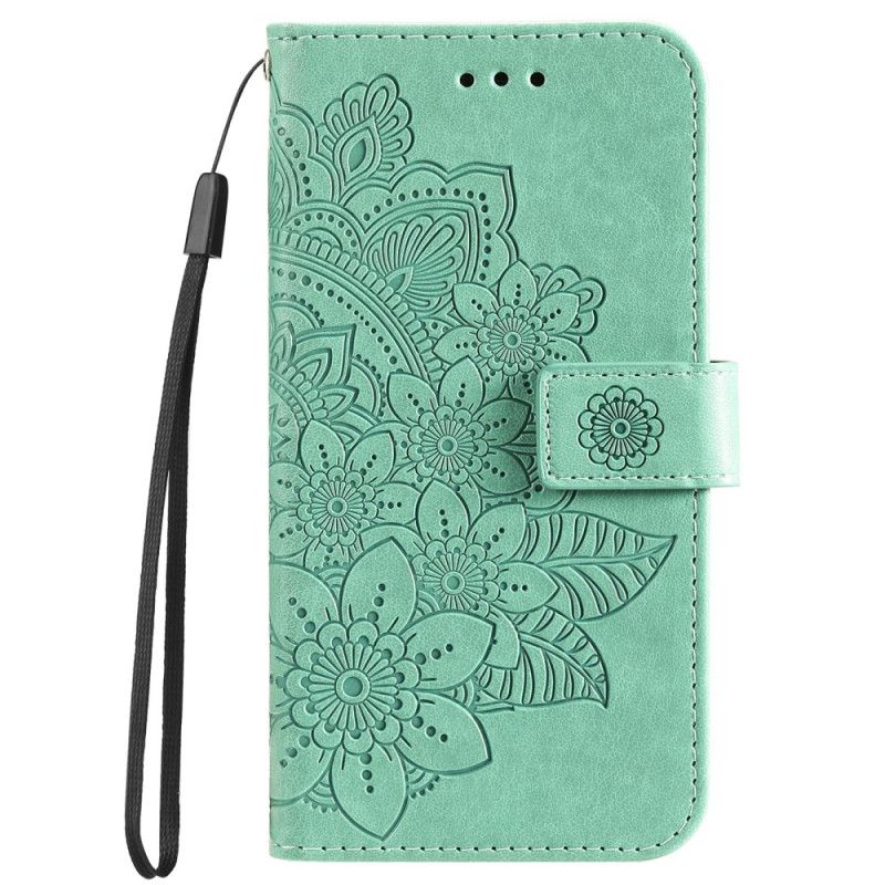 Leren Hoesje Voor Xiaomi 14 Pro Bloemmotief Met Riempje