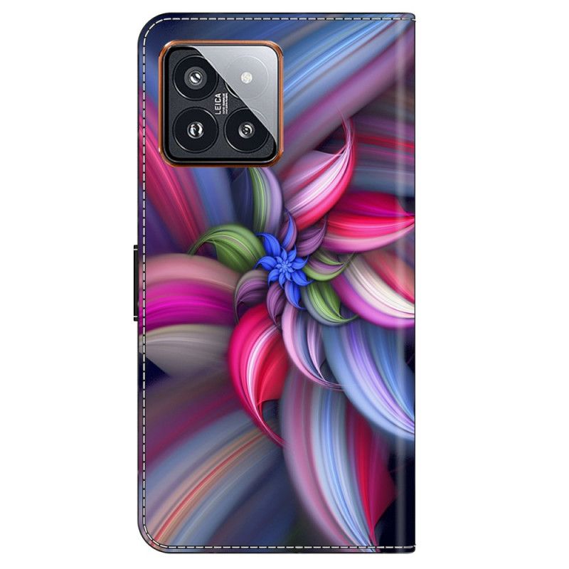 Leren Hoesje Voor Xiaomi 14 Pro Kleurrijke Bloemen