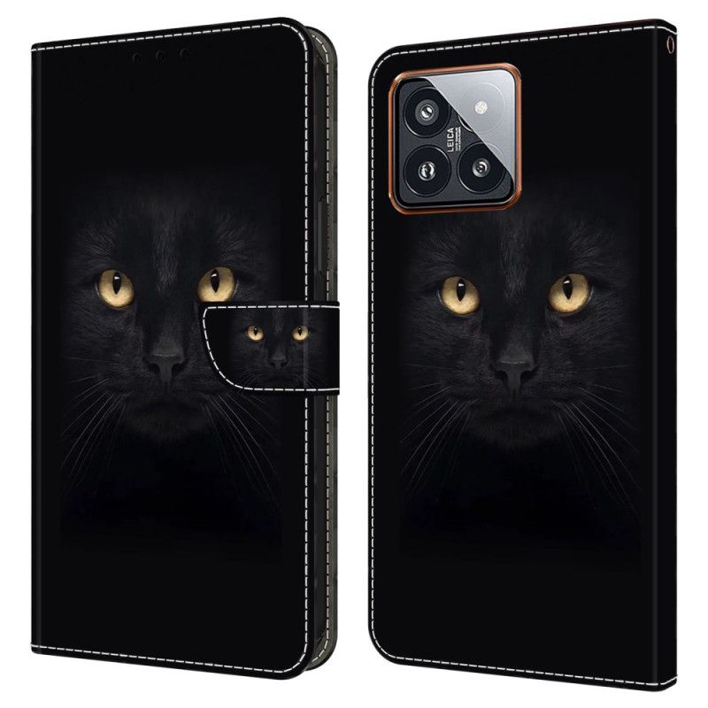 Leren Hoesje Voor Xiaomi 14 Pro Zwarte Kat