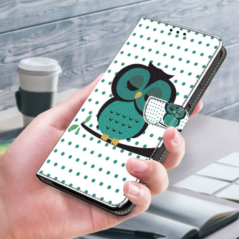 Leren Hoesje Xiaomi 14 Pro Slapende Uil