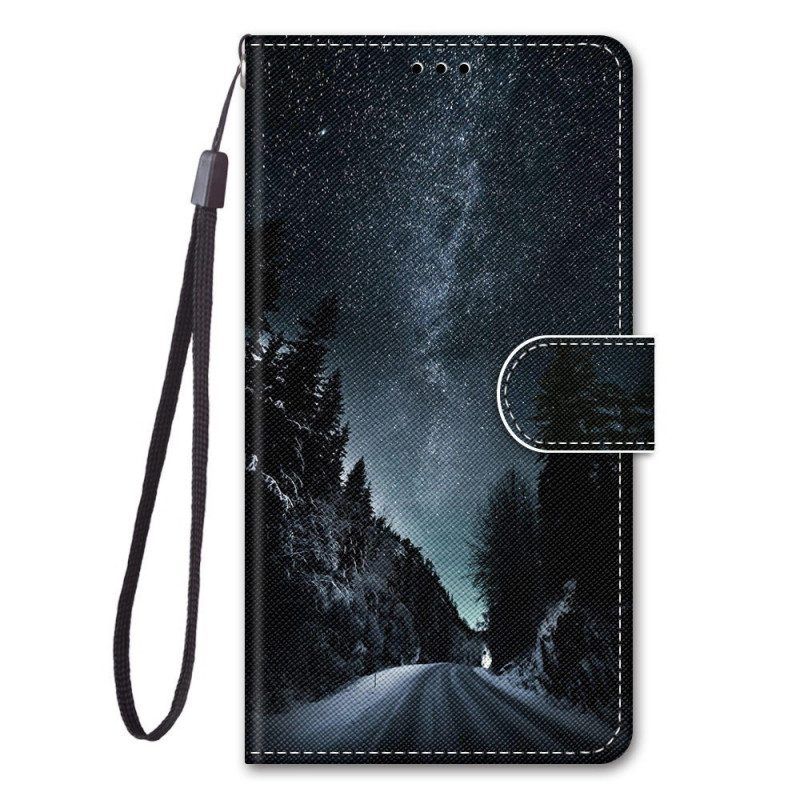 Folio-hoesje voor Samsung Galaxy M53 5G Met Ketting Lanyard-landschap