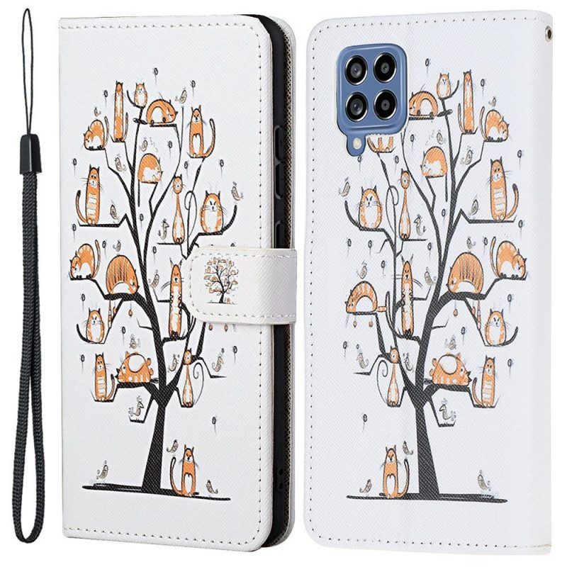 Folio-hoesje voor Samsung Galaxy M53 5G Met Ketting String Katten