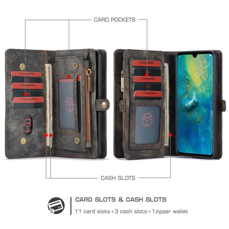 Cover Folio-hoesje Huawei Mate 20 Rood Grijs Telefoonhoesje Afneembare Behuizing