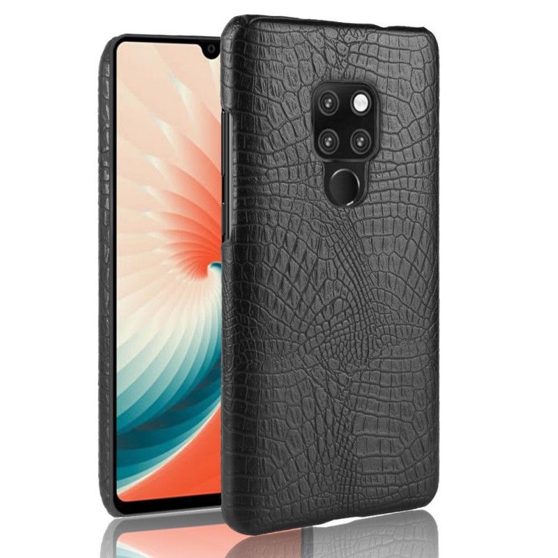 Hoesje Huawei Mate 20 Wit Zwart Krokodillenhuideffect