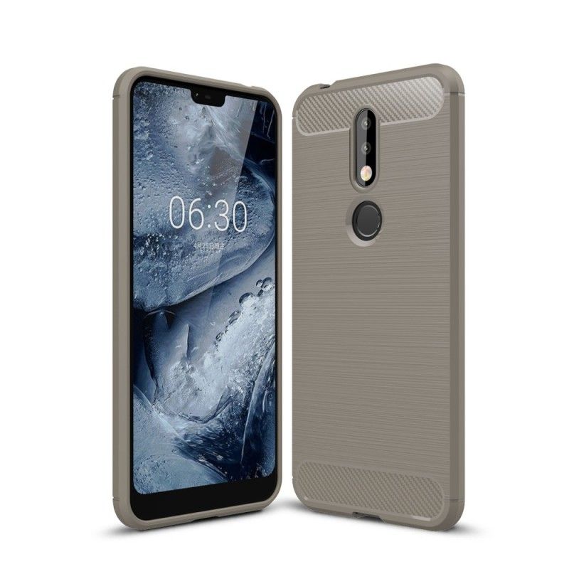 Case Hoesje Nokia 7.1 Donkerblauw Telefoonhoesje Geborsteld Koolstofvezel