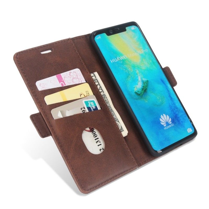 Flip Case Leren Huawei Mate 20 Pro Rood Zwart Zakelijk Leereffect