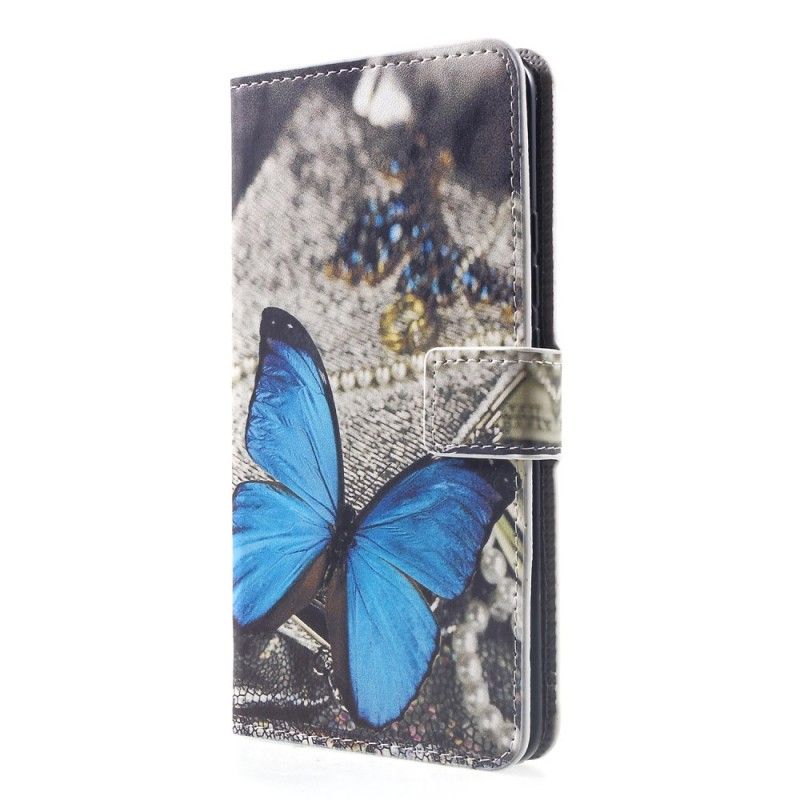 Leren Hoesje Huawei Mate 20 Pro Blauwe Vlinder