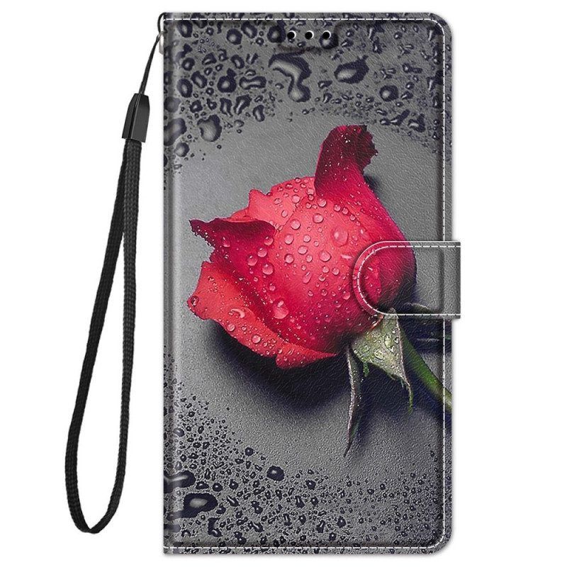 Flip Case voor Xiaomi Redmi Note 11 Pro Plus 5G Rozen Met Lanyard